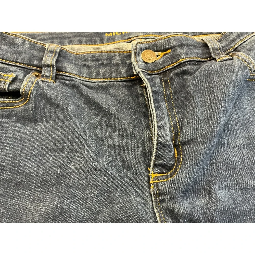 Michael Kors Denim Shorts Dark‎ Wash Gold Logo Size 6 Casual Summer Classic